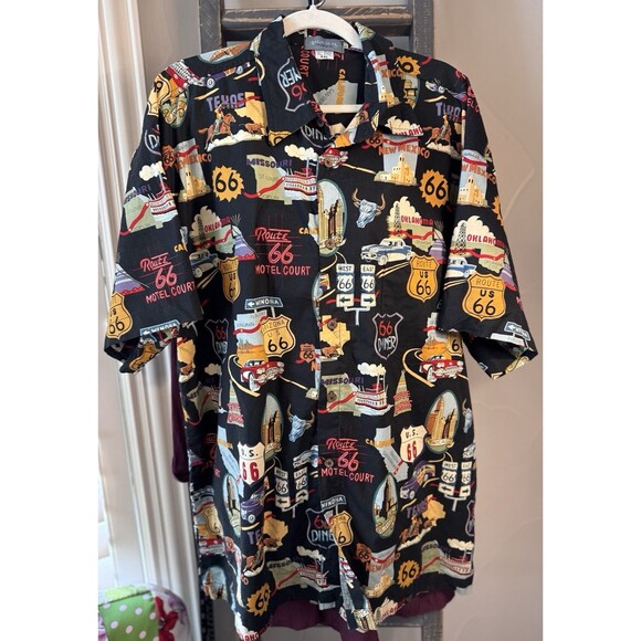 High Seas Trading Company Shirt Mens 2XL Black Route 66 Mens Button Cotton - Picture 1 of 7